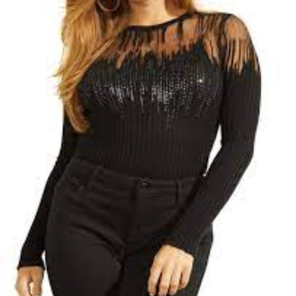 Guess Sweaters - Guess Claudine  Embellished Black Sweater. Size M.